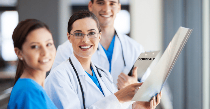 Healthcare workers working at a hospital